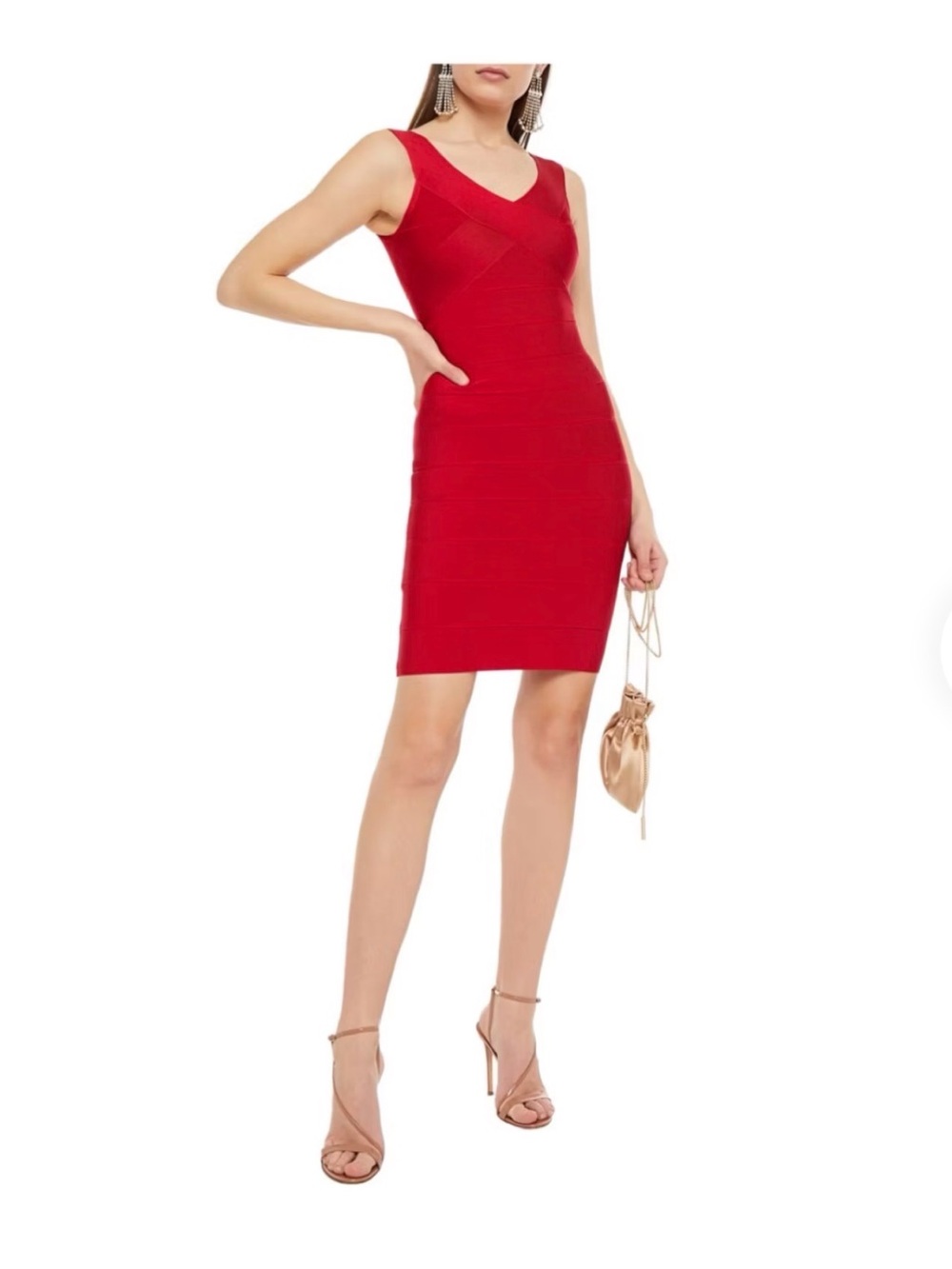 Herve Leger red bodycon dress $780